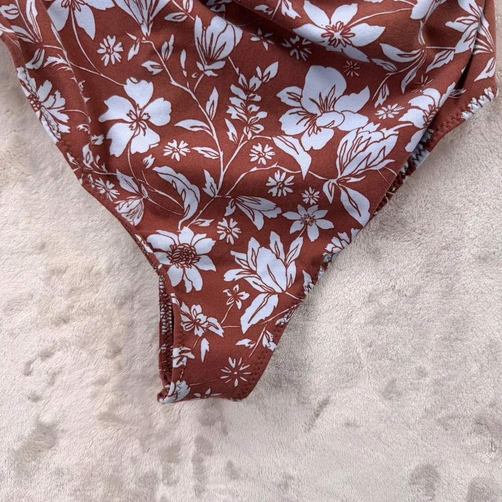 Intimately Free People Java Cameo One Shoulder Floral Bodysuit Cocoa Mar Small